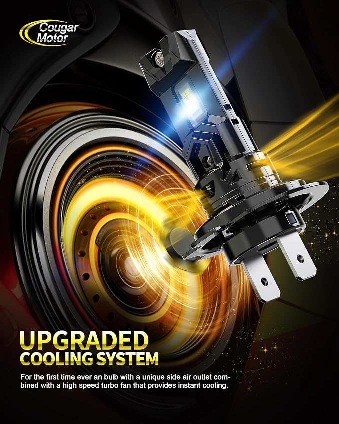 Cougar Motor H7 Fog Bulbs, New Upgraded H7 1:1 size No Required Adapter Auxiliary Light Off-Road Non-polarity Quick Installation, Pack of 2