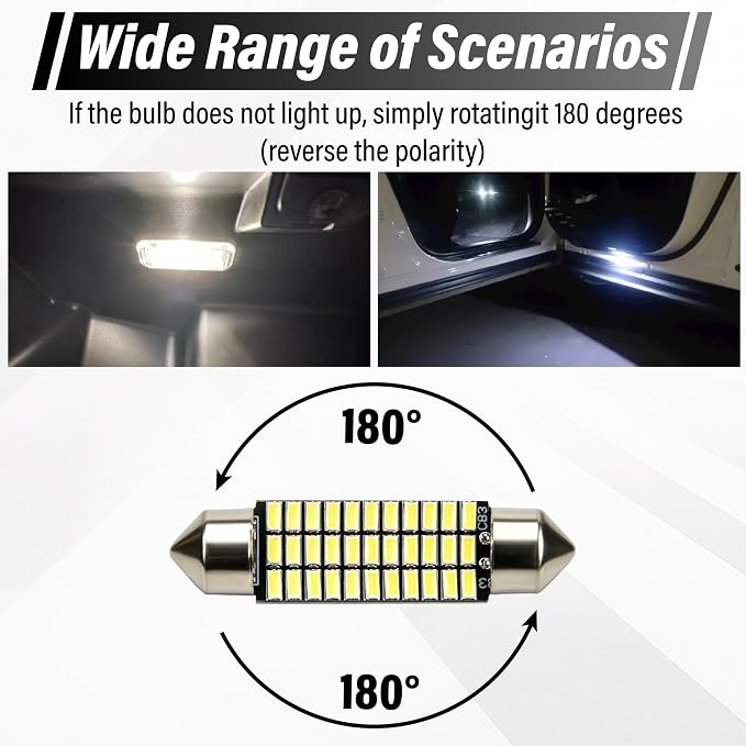 ecocstm 24 PCS LED Interior Car Lights, T10 31mm 41mm LED Interior Lights Replacement Kit, 12V Interior Led Lights for Cars Dome, Map, License Plate, Door, Trunk, Indicator Light (White)