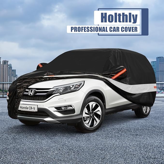 10 Layers SUV Car Cover Custom Fit for Honda CRV CR-V (2006-2026) Waterproof All Weather for Automobiles, Outdoor Full Cover Sun UV Rain Protection with Cotton.Black