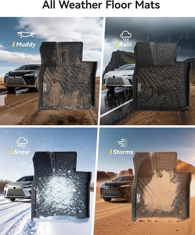3W Floor Mats Fit for Lexus RX/RX350/RX350h/RX500h 2023-2025 2026, All Weather Heavy Duty Custom Fit TPE Car Floor Liners for Front & Rear Rows, Black(Not fit RX450h+ PHEV)