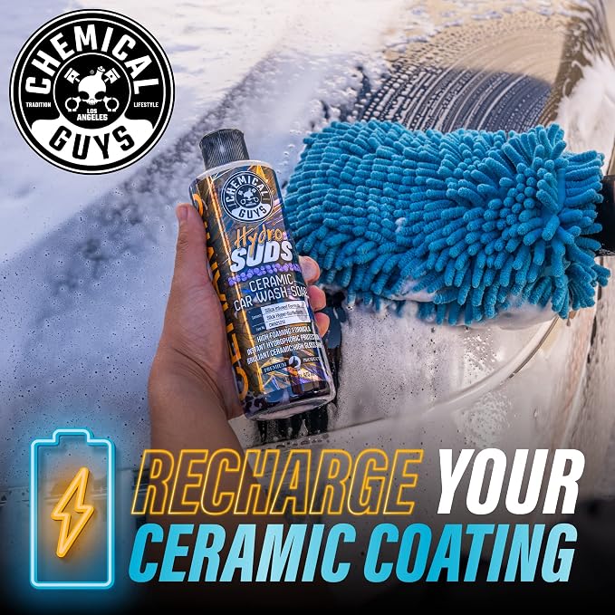 Chemical Guys, HydroSuds Ceramic High Foaming Car Wash Soap, Berry, 64 oz | Ceramic polymers add gloss and water beading, thick foam for cannons, guns or buckets, sweet berry scent
