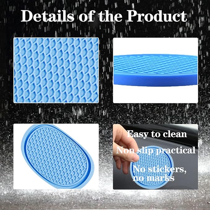 Universal Car Cup Holder Insert. PVC Material. Honeycomb Waterproof. Fixed, Anti-Slip Coaster (Blue, 2.75in)