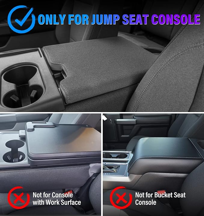 Sinvanho Thickened Center Console Armrest Cover for 2015-2025 Ford F150 Accessories, PU Leather Middle Console Protective Cover, Arm Rest Box Lid Cushion, Fits Only 40/20/40 Jump Seat Console