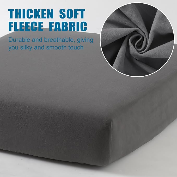 100% Waterproof Couch Cushion Covers, Stretch Sofa Seat Cover, Reversible Furniture Protector Covers for Pets, Washable (Loveseat Cushion, Grey), Medium