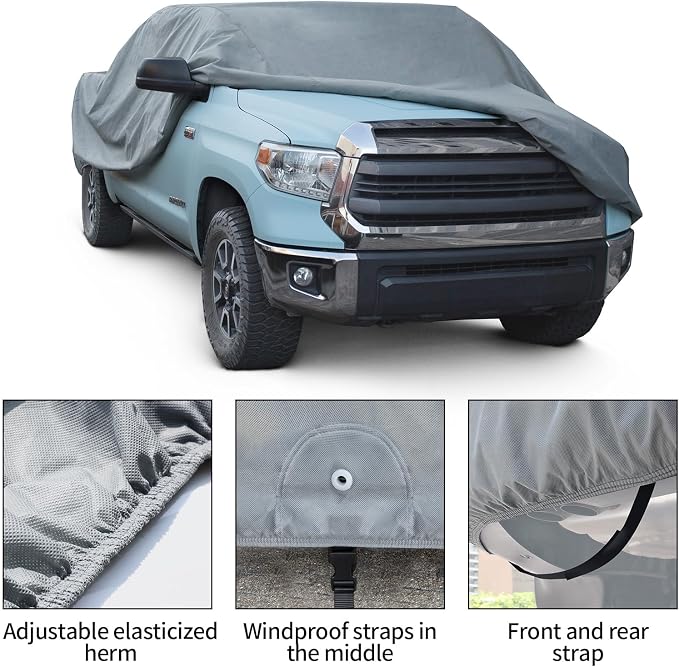 Leader Accessories Truck Car Cover for Pickup All-Weather, Fits 241"-250" | Waterproof, Breathable, Windproof Protection Against Rain, Snow, UV & Dust, Full-Exterior Cover for Indoor & Outdoor Use