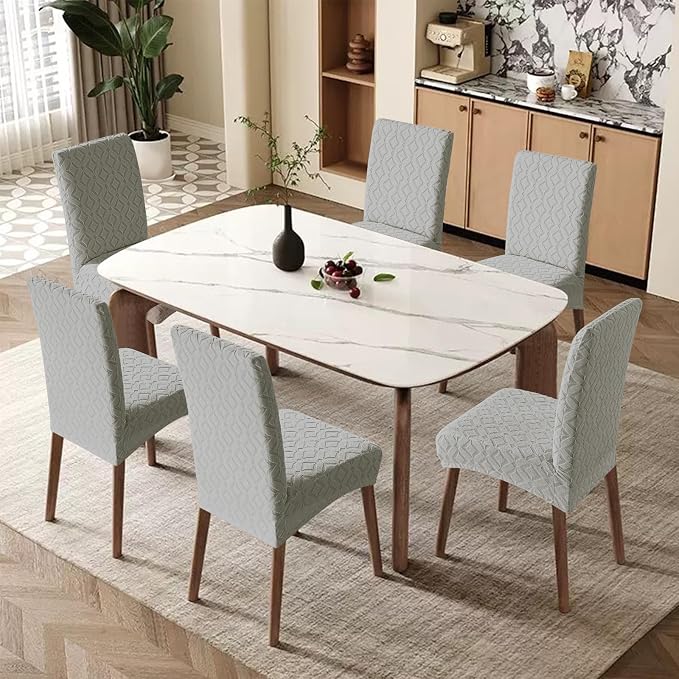 Genina Waterproof Chair Covers for Dining Room Set of 2, Removable Washable Chair Slipcover Protectors, Light Gray