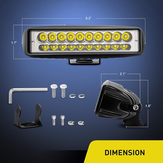 Nilight 2PCS Led Pods 6 Inch 60W Spot Light Bar 3000LM Driving Fog Off Road Lights 12V/24V for Trucks Jeep UTV ATV Marine Boat Golf Cart Trailer