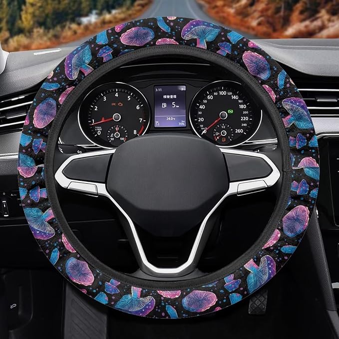AFPANQZ Car Steering Wheel Cover Sweat Absorption Safe Driving | Mushroom Print Car SUV Sedans Interior Accessories, Steering Wheel Protection Sweat Absorption