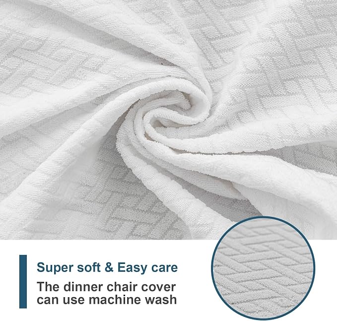 Genina Waterproof Seat Covers for Dining Room Chair Covers Waterproof Dining Chair Covers (2 PCS-Rear-gapped, White)
