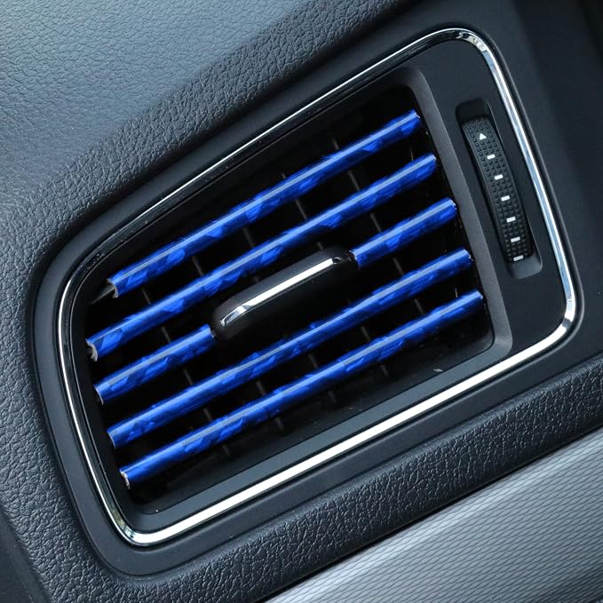 LivTee 20 Pieces Car Air Conditioner Decoration Strip for Vent Outlet, Universal Waterproof Bendable Air Vent Outlet Trim Decoration, Car Interior Accessories (Shiny Blue)