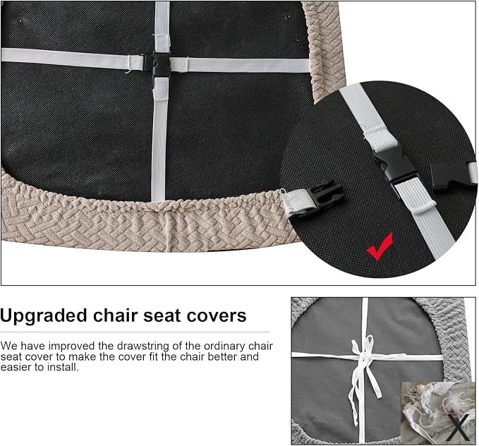 Genina Waterproof Seat Covers for Dining Room Chairs Covers Dining Chair seat Covers Kitchen Chair Covers slipcovers (Khaki, 4 Pcs)