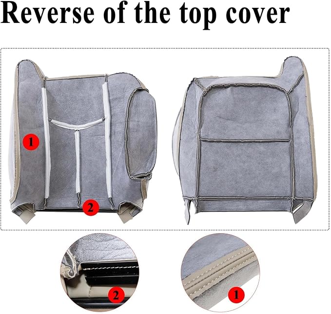 NLQR #522 Driver & Passenger Side Bottom & Top Lean Back Replacement Seat Covers & 2Pcs Seat Armrests Covers Light Tan Compatible with Chevy Avalanche Tahoe Suburban GMC Yukon XL 2003 2004 2005 2006
