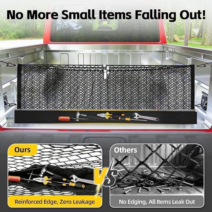 Zoned Storage 3-Layer Cargo Net for Chevrolet Colorado&GMC Canyon 2023-2026 | Truck Bed Net with Zipper Bag, Heavy Duty Cargo Organizer Storage Nets,Tool-Free Install for Campings& Daily Use