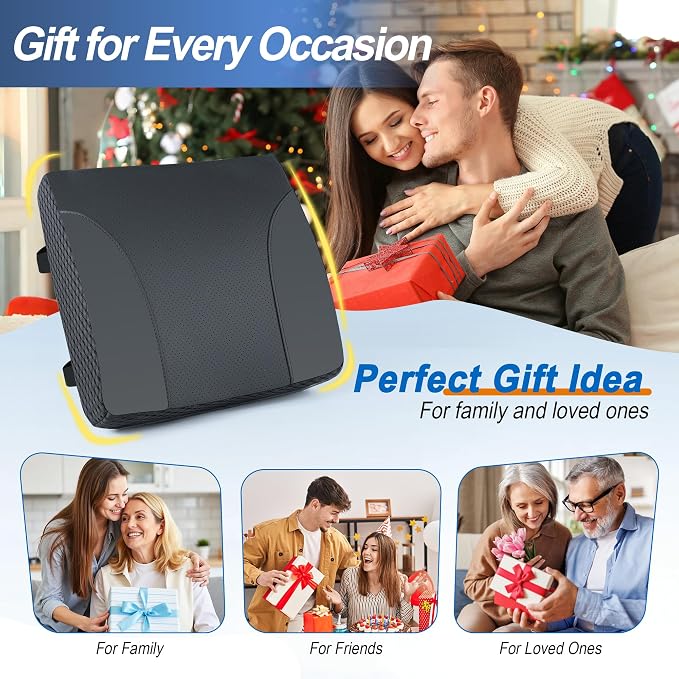 Allaboutsla Lumbar Support Pillow for Car, Car Seat Back Support | Memory Foam Car Lumbar Pillow, Back Support for Pain Relief, Dual Adjustable Straps, Back Cushion for Car Office Chair, Black