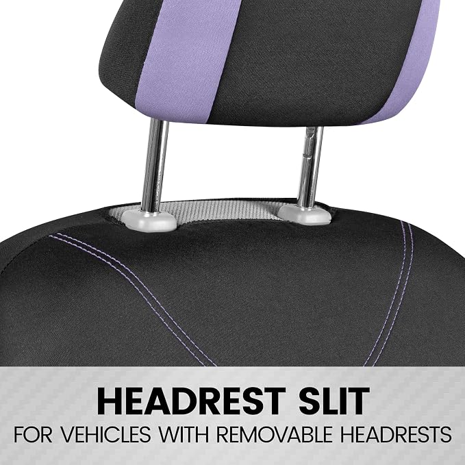 BDK UltraSleek Purple Seat Covers for Cars, Two-Tone Front Seat Covers with Matching Back Car Seat Cover, Made to Fit Most Auto Truck Van SUV, Interior Car Accessories, Full Set