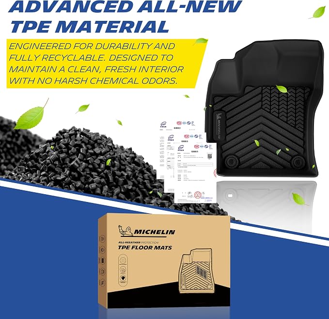 Michelin Vehicle Mats, All-Weather TPE Custom Fit Liner for 2020-2026 Toyota Corolla Sedan (3 Piece), Not for Cross & Hatchback & AWD, Premier