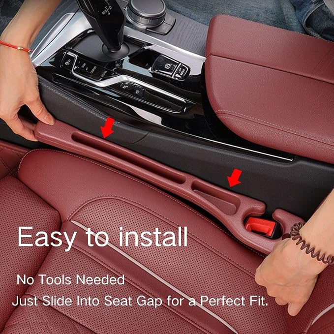Car Seat Gap Filler 2 Pack, Anti-Drop Seat Gap Plug Blocker with Storage, Universal Car Seat Gap Organizer Stops Items from Falling, Fits Cars, SUVs, Trucks, Car Interior Accessories (black)