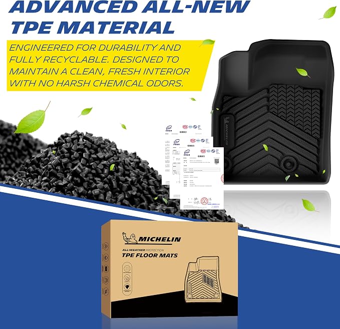 Michelin Vehicle Mats, All-Weather TPE Custom Fit Liner for 2021-2026 Nissan Rogue (4 Piece A), Not for Sport/PHEV, Premier