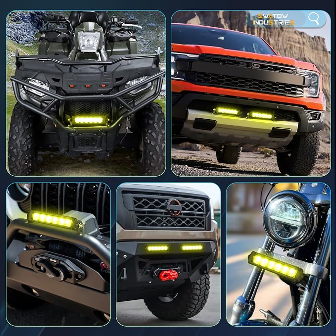 8 Inch Light Bar Single Row 8” Yellow Fog Lights Slim LED Bar Spot Flood Offroad Driving Light for ATV UTV Dirt Bike Motorcycle Truck Pickup