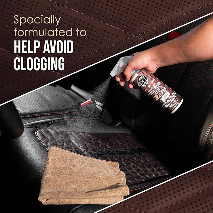 Chemical Guys VentRight Perforated Leather Cleaner and Conditioner, 16 Oz | Deep cleaning leather cleaner for ventilated seats with added protection removes dirt, oils, residue and grime