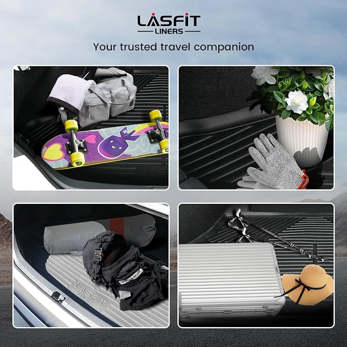 LASFIT Trunk Mat with Backrest Mat for Chevrolet Chevy Traverse 2018-2023/Traverse Limited 2024, All Weather TPE Custom Fit Cargo Mat Trunk Liner with Backrest Mat, Black