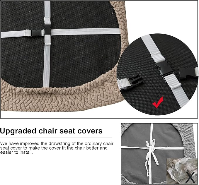 Genina Seat Covers for Dining Room Chair Seat Slipcovers Kitchen Chair Covers (Taupe, 6 Pcs)