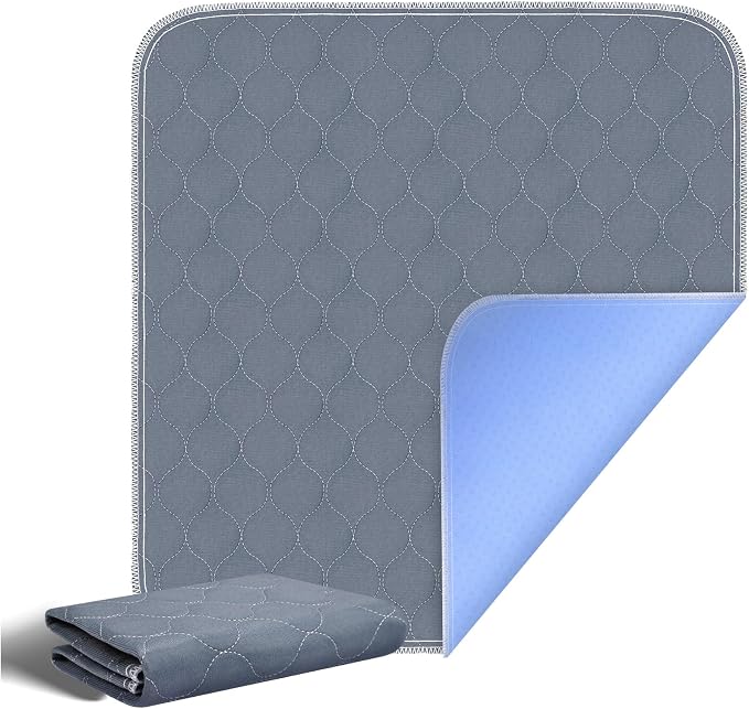 RIQINXIN Waterproof Quilted Chair Pads for Incontinence Washable Incontinence Chair Pads Underpads for Adults Kids Elderly 21x22In 1Pcs Gray