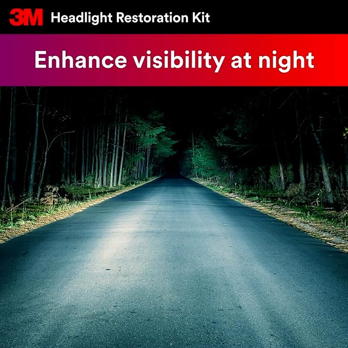 3M Headlight Lens Restoration Kit, Medium Duty 2-Pack, No Tools Required, Restores Cloudy Yellowed Plastic Lenses, Includes Sanding Discs, Rubbing Compound & Foam Pads