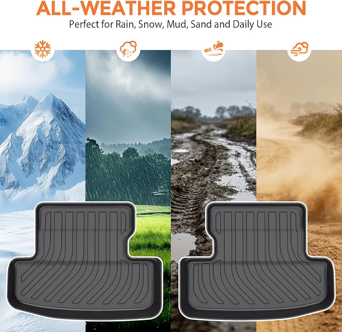 Floor Mats for Ford Mustang 2015-2025 | (Not for Mach-E, Not for Cargo with Subwoofer), TPE Waterproof Non-Slip Black Car Liners (Two-Row Floor Mats & Cargo Liner)