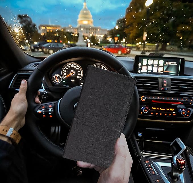 TOURSUIT Car Registration and Insurance Card Holder, Cross Black | Vehicle License Document Organizer, Glove Box Compartment, Interior Car Accessories, For Women Men