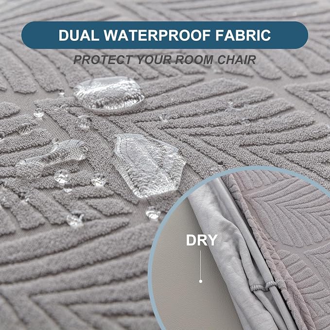 Waterproof Stretch Seat Covers,Dining Room Chair for 2 Set Removable Washable Chair Slipcover Protectors,No Rear Covers,Light Grey