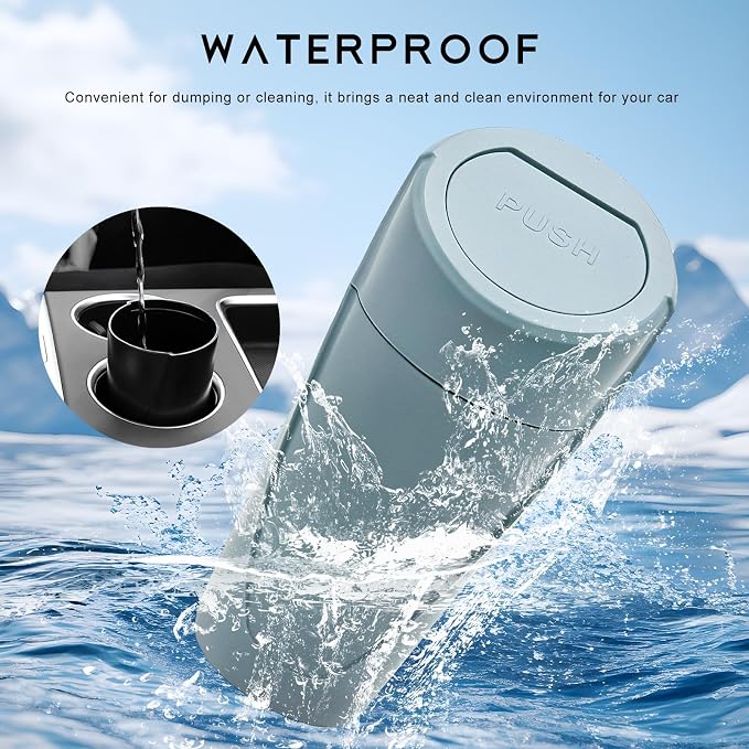 Car Trash Can Bin with Lid, Leakproof Auto Cup Holder Garbage Bin Multipurpose Storage Organizer, Mini Portable Dustbin Side Door Garbage Can for Vehicle Home Office (Black Green)