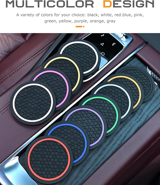 SCUARI 4PCS Car Coasters, Car Cup Coasters, 2.75 Inch No-Slip Anti Dust mats Cup Holder Insert Coaster, Fits Vehicles (Black&White)