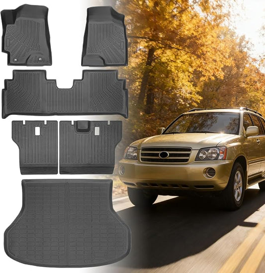 Floor Mats for Toyota Highlander 2001-2007, NOT for with 3rd Row or Hybrid | ONLY 5seats, Floor Mats for Highlander Base Limited Sport,TPE Floor Liners&Seatback Mat&Cargo Liner