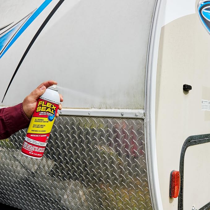 Flex Seal, 14 oz, 4-Pack, White, Stop Leaks Instantly, Waterproof Rubber Spray On Sealant Coating, Perfect for Gutters, Wood, RV, Campers, Roof Repair, Skylights, Windows, and More