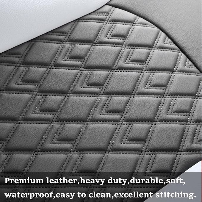 JOJOBAY Chevy Silverado Seat Covers,Leather Seat Covers for GMC Sierra,Custom Fit 2007-2026 1500 2500HD 3500HD Crew Double Extended Regular Cab,LT LZT RST(Rear Seat Covers,Black White)