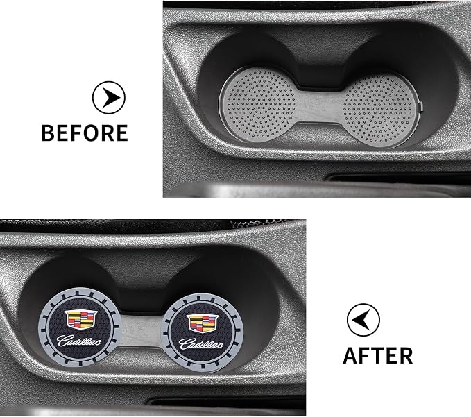 Car Cup Coaster, 2PCS Universal Non-Slip Cup Holders, Compatible with Cadillac Series Car Cup Holder Coasters，Car Drink Coaster Holder Accessory, Black