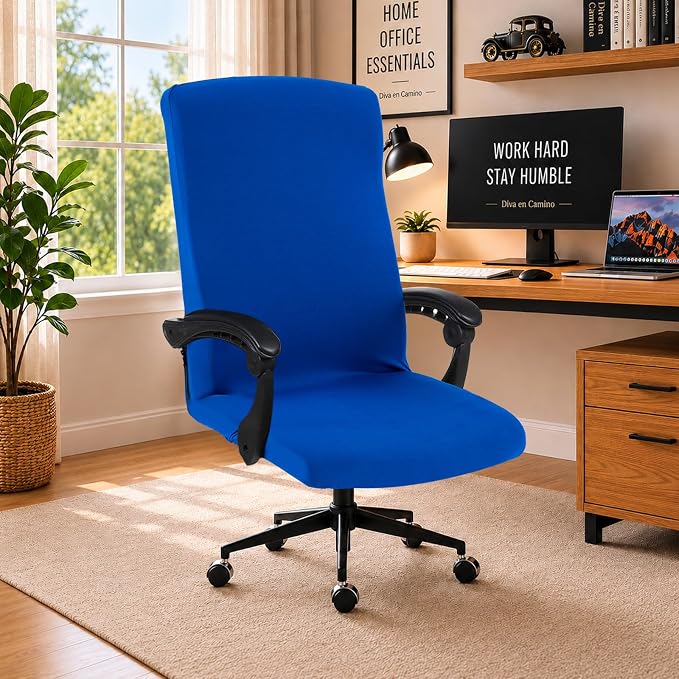 Elastic Computer Chair Cover with Durable Zipper - Protective Removable Washable Universal Office Desk Chair Seat Slip Cover - Stretchy Soft Anti-dust Desk Chair Seat Protector for Dogs, Cats, Pets