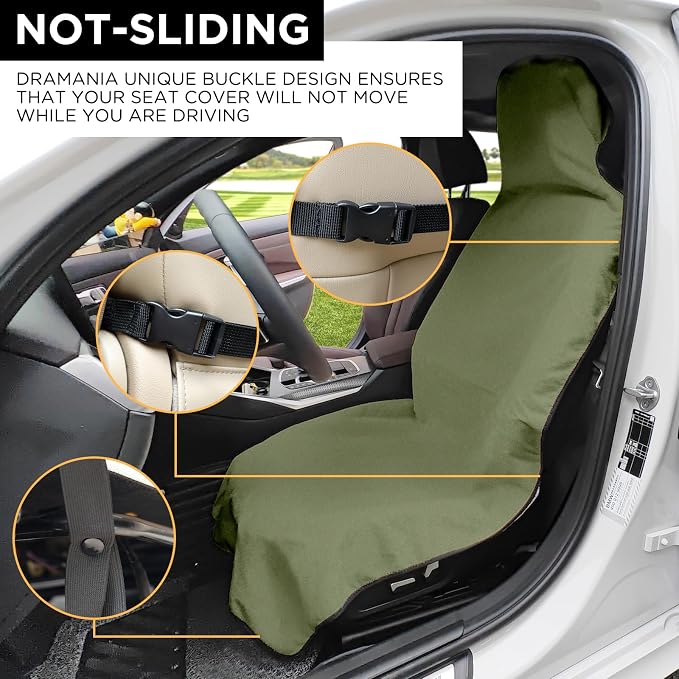 Waterproof Seat Cover Towel, 2PCS Premium Sweat Carseat Protector, Perfect for Universal Anti-Slip Car Truck SUV Seat, Great for Surfing Yoga Gym Workout, Green