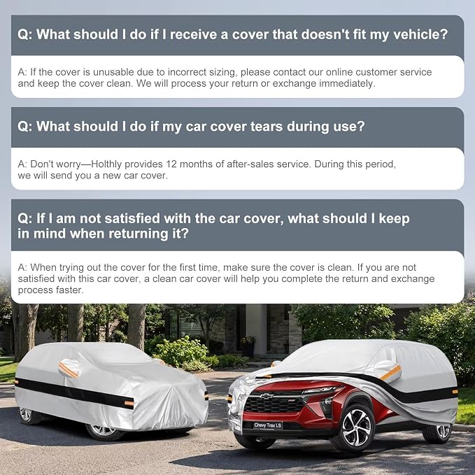 10 Layers SUV Car Cover Custom Fit for Chevrolet Chevy Trax (2013-2026) 1RS, LT, 2RS, ACTIV, Waterproof All Weather for Automobiles, Outdoor Full Cover Sun Dust Protection with Cotton. Silver