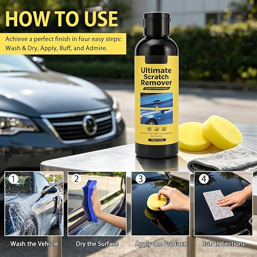 Scratch Remover, Scratch Car Scratch Remover Kit, Quick Fix Removal Paste for Deep Scratches, All Paint Colors Polishing Kit 3.53oz