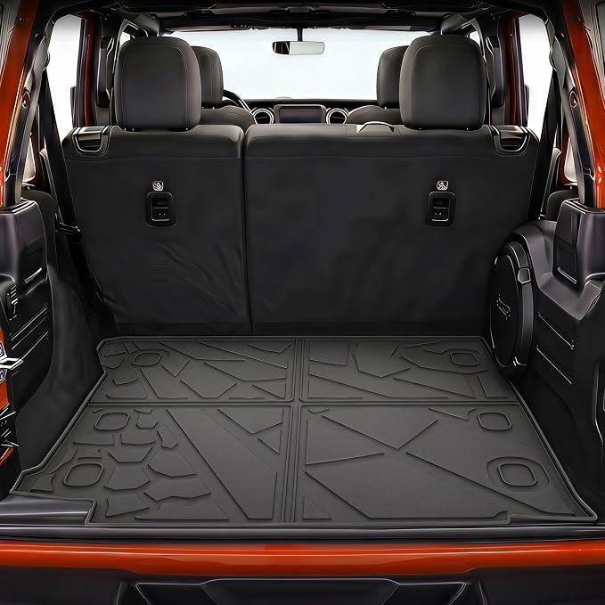 KARPAL Floor Mats & Cargo Liner for 2018-2026 Jeep Wrangler JL Unlimited 4-Door with Subwoofer (Not for JK/4XE), All Weather TPE Custom Fit Floor Liners Car Mats Accessories