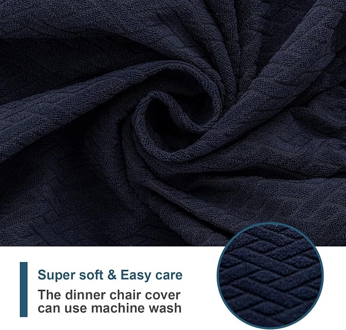 Genina Waterproof Seat Covers for Dining Room Chair Covers Waterproof Dining Chair Covers (4 PCS-Rear-gapped, Navy Blue)