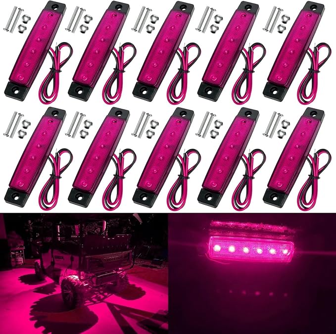 10 Pack LED Rock Strip Lights Waterproof Exterior Interior Lights Car Underglow Wheel Fender Well Lighting Kits for Golf Cart Jeep Wangler Offroad Truck Ford RV UTV ATV RZR Snowmobile (Purple)
