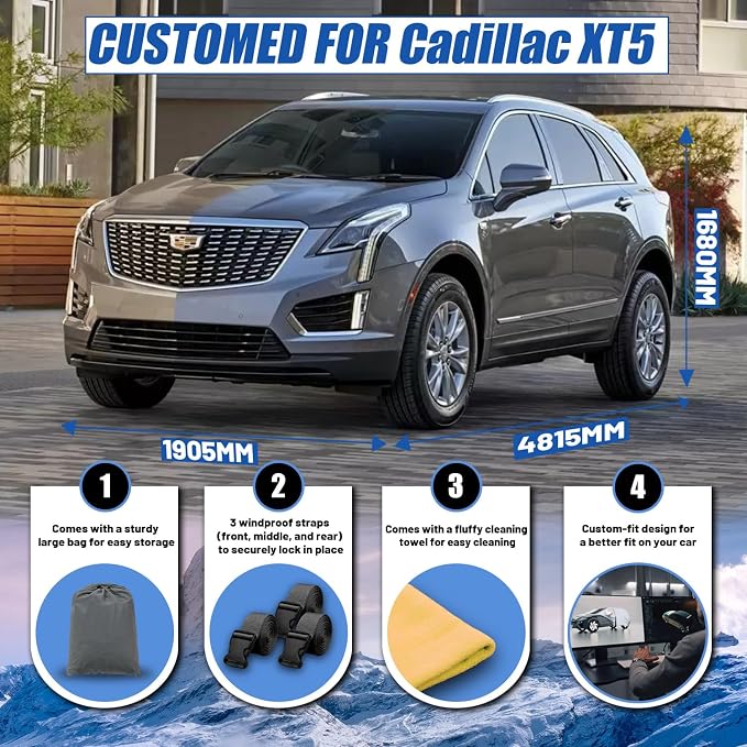 SUV Car Cover Custom Fit for Cadillac XT5 (2016-2026) | Waterproof All Weather for Automobiles Full Exterior Cover Rain Sun Snow UV Protector.