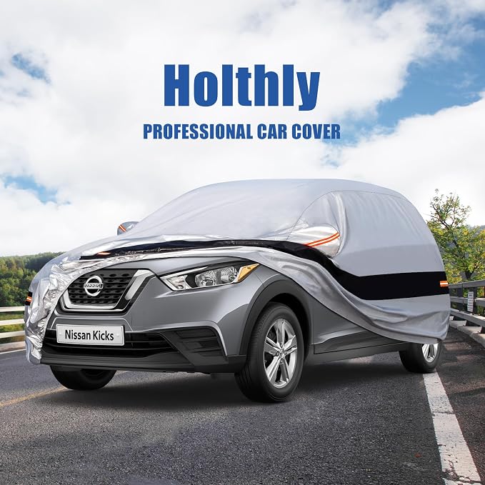 10 Layers SUV Car Cover Custom Fit for Nissan Kicks (2017-2024) Waterproof All Weather for Automobiles, Outdoor Full Cover Rain Sun UV Protection.Silver