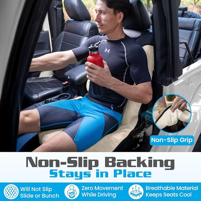 HAPPEGEAR Happeseat Waterproof Car Seat Cover & Protector, Sand | Universal Fit, Car Seat Towel Cover, Non-Slip Backing, Machine Washable, Fits Front & Back, Easy Install & Storage