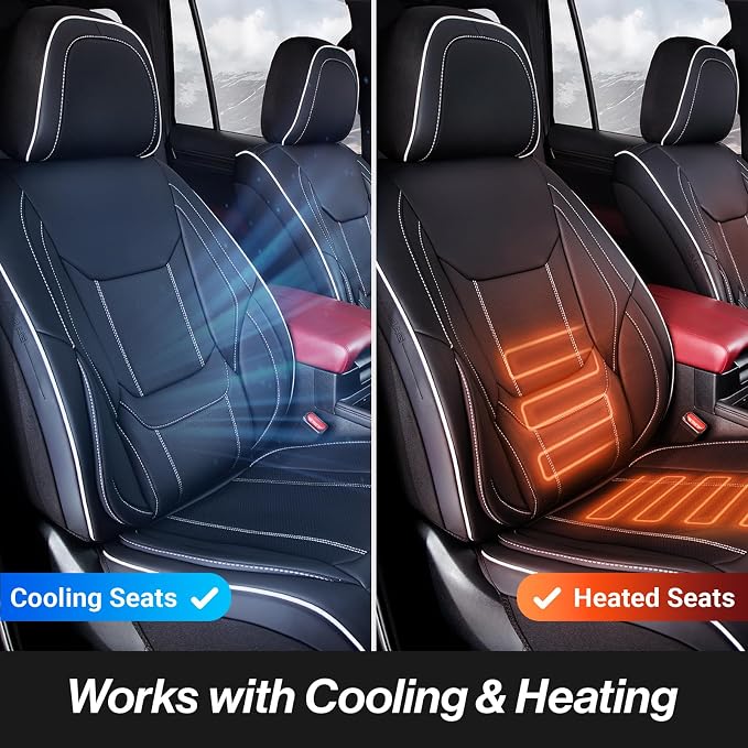 Coverland Custom Truck Car Seat Covers Front Seats for [2004-2011 Ford Ranger Super Cab Bucket Seats] - Protector Water Resistant Leather Memory Form Seat Cushion [Front - Black with White Stitching]