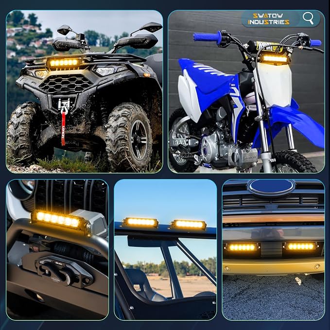 8 Inch Light Bar Amber, SWATOW INDUSTRIES 8" Slim Light Bar Amber Fog Lights Spot Flood Offroad Lights for Heavy Foggy/Rainy Driving for ATV UTV Dirt Bike Motorcycle Truck Pickup