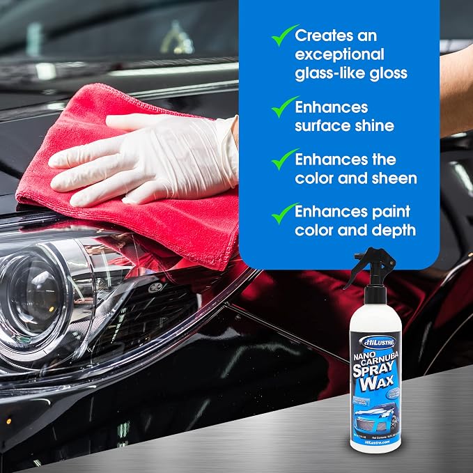 Nano Carnauba Spray Wax, Instant Shine Car Wax to Seal & Maintain Paint UV-Blocking, Hydrophobic Car Detailer Wax, Streak-Free and Safe for All Surfaces, Piña Colada Scent, 16 oz